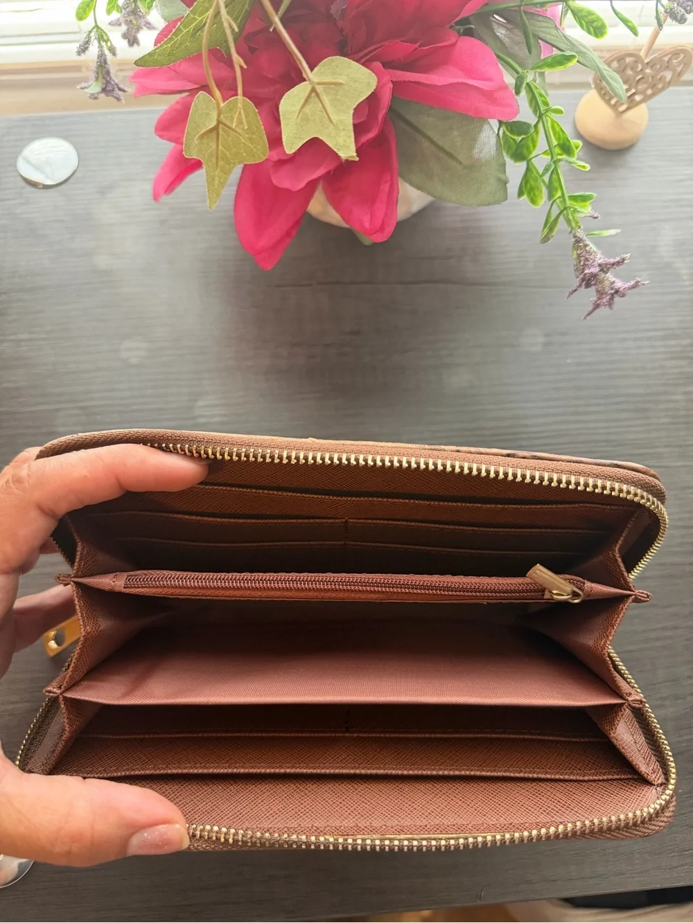 Classic Brown Textured Zip Wallet